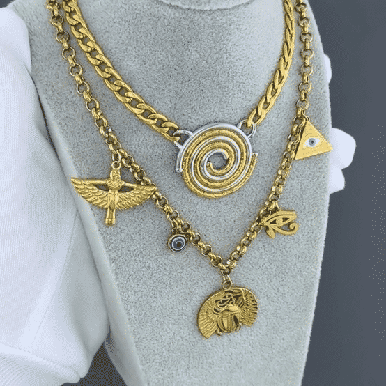 Necklace, 18K Gold Plated Steel