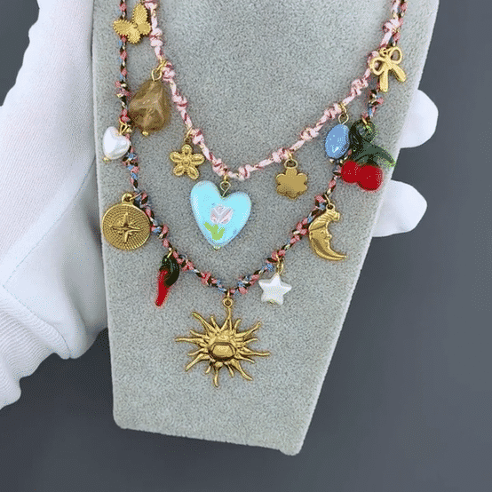 "Sun" Necklace, 18K Gold Plated Steel