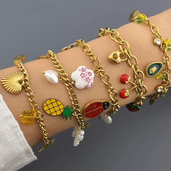 Bracelet, 18K Gold Plated Steel