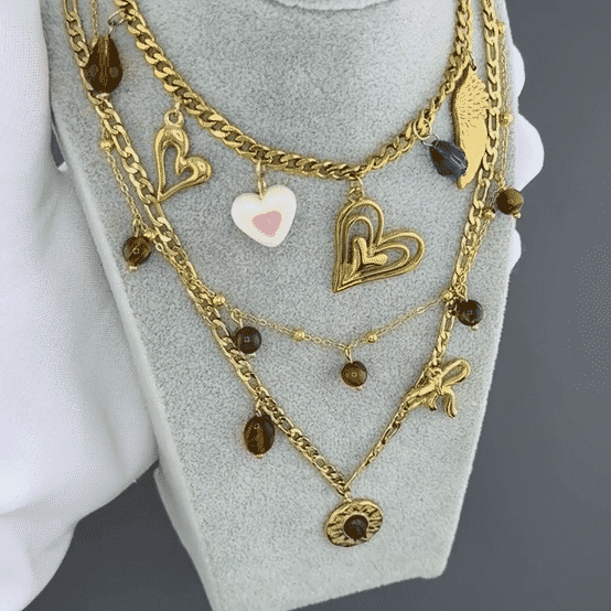 "Bow" Necklace, 18K Gold Plated Steel