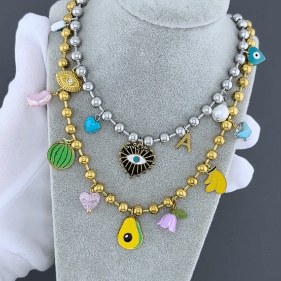 Necklace, 18K Gold Plated Steel