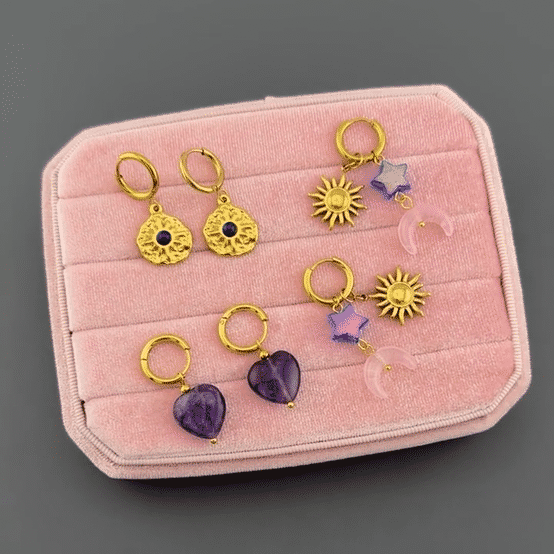 "Hearts" Earrings, 18K Gold Plated Steel