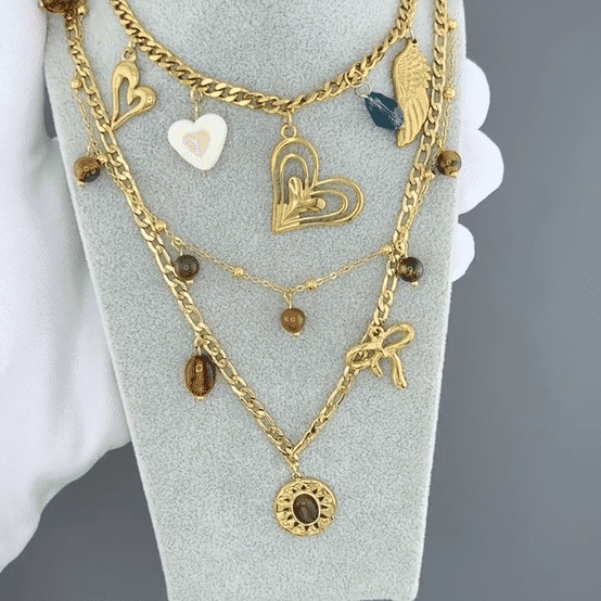 "Bow" Necklace, 18K Gold Plated Steel