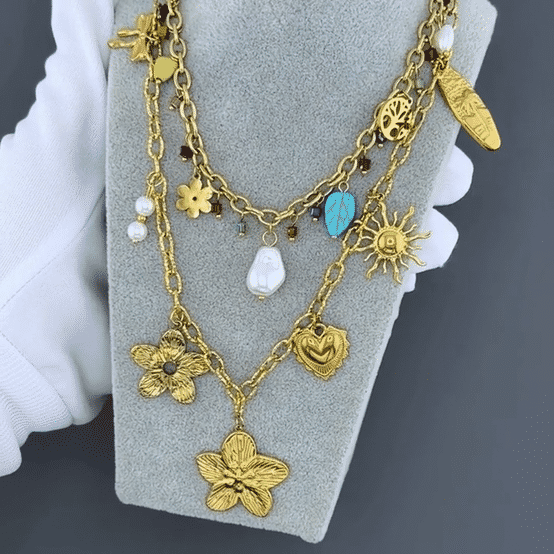 Necklace, 18K Gold Plated Steel