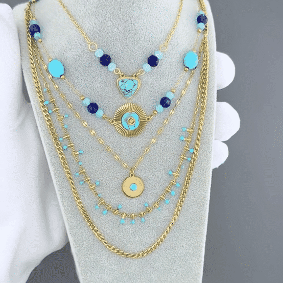 Necklace, 18K Gold Plated Steel